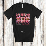 MacnyStore - Personalized Custom Name Dachshund Is My Valentine; Adorable Pink Hearts; Girls Women Family T-Shirt