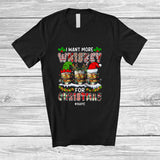MacnyStore - Personalized Custom Name I Want More Whiskey For Christmas; Amusing Santa Whiskey Drinking T-Shirt