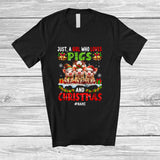 MacnyStore - Personalized Custom Name Girl Who Loves Pigs Christmas; Lovely Lights Three Pig Farmer T-Shirt
