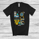 MacnyStore - Personalized Custom Name LOVE; Lovely Hanukkah Menorah Badminton Player; Sport Playing Team T-Shirt