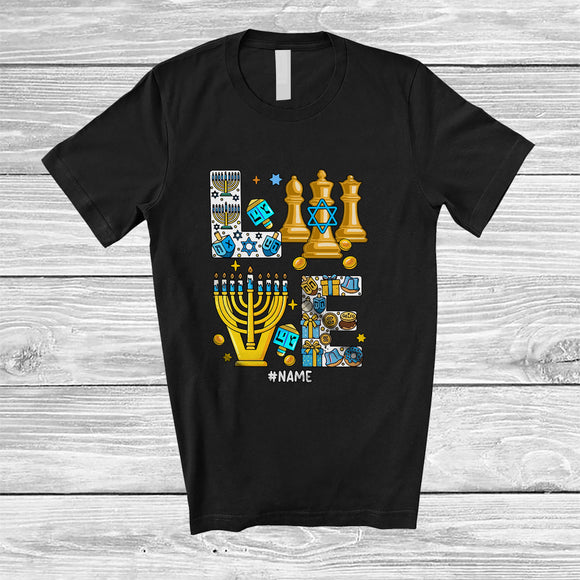 MacnyStore - Personalized Custom Name LOVE; Lovely Hanukkah Menorah Chess Player; Sport Playing Team T-Shirt