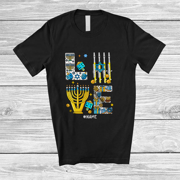 MacnyStore - Personalized Custom Name LOVE; Lovely Hanukkah Menorah Flute Player; Musical Instruments T-Shirt