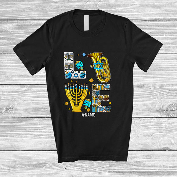 MacnyStore - Personalized Custom Name LOVE; Lovely Hanukkah Menorah Tuba Player; Musical Instruments T-Shirt