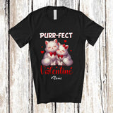 MacnyStore - Personalized Custom Name Purr-fect Valentine; Adorable Valentine's Day Couple Cats Perfect Lover T-Shirt