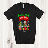 MacnyStore - Personalized Custom Name Girl Who Loves Guinea Pigs Christmas; Amazing X-mas Tree Snow Family T-Shirt