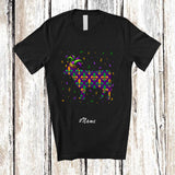 MacnyStore - Personalized Custom Name Mardi Gras Cow Shape; Lovely Farm Animal Farmer; Parades Group T-Shirt