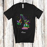 MacnyStore - Personalized Custom Name Crane Truck Mardi Gras Mask; Joyful Mardi Gras Construction Vehicle T-Shirt