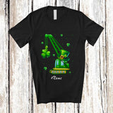 MacnyStore - Personalized Custom Name Crane Truck Shamrock; Joyful St. Patrick's Day Construction Vehicle T-Shirt
