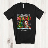 MacnyStore - Personalized Custom Name Merry Christmas; Lovely Santa Guinea Pig Animal X-mas Lights Tree T-Shirt