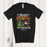 MacnyStore - Personalized Custom Name Merry Christmas; Lovely Santa Spider Animal Lover X-mas Lights Tree T-Shirt
