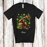 MacnyStore - Personalized Custom Name Bigfoot Dabbing With Horseshoe; Joyful St. Patrick's Day Shamrock T-Shirt