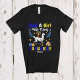 MacnyStore - Personalized Custom Name Girl Who Loves Hanukkah; Lovely Lights Llama; Girls Women Family T-Shirt