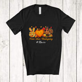 MacnyStore - Personalized Peace Love Thanksgiving; Joyful Custom Name Fall Pumpkin Turkey Hand Sign T-Shirt