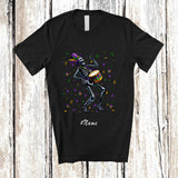MacnyStore - Personalized Custom Name Mardi Gras Skeleton; Amusing Mardi Gras Beads; Carnival Parades Group T-Shirt
