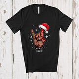 MacnyStore - Personalized Custom Name Santa Plaid Rock Hand; Amusing Christmas ASL Sign Language; Family T-Shirt