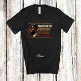 MacnyStore - Personalized Custom Name Motivated Educated Melanated; Proud Black History Month Men Afro T-Shirt