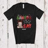 MacnyStore - Personalized Custom Name Santa's Silliest Cat; Lovely Christmas Lights Plaid Cat Owner Lover T-Shirt