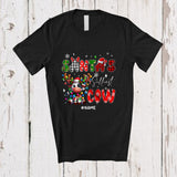 MacnyStore - Personalized Custom Name Santa's Silliest Cow; Lovely Christmas Lights Plaid Farming Farmer T-Shirt