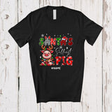 MacnyStore - Personalized Custom Name Santa's Silliest Pig; Lovely Christmas Lights Plaid Farming Farmer T-Shirt