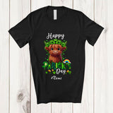 MacnyStore - Personalized Custom Name Happy St. Patrick's Day; Lovely Highland Cow Shamrock; Animal Farmer T-Shirt