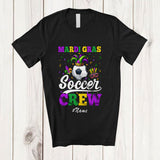 MacnyStore - Personalized Custom Name Mardi Gras Soccer Crew; Amusing Mardi Gras Mask; Sport Player Team T-Shirt