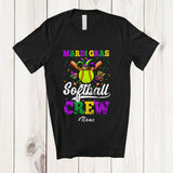 MacnyStore - Personalized Custom Name Mardi Gras Softball Crew; Amusing Mardi Gras Mask; Sport Player Team T-Shirt