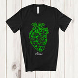 MacnyStore - Personalized Custom Name Shamrock Heart Shape; Happy St. Patrick's Day Anatomy; Cardiac Nurse T-Shirt