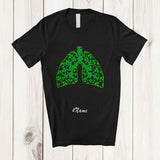 MacnyStore - Personalized Custom Name Shamrock Lung Shape; Happy St. Patrick's Day Anatomy; Respiratory Therapy T-Shirt