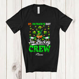 MacnyStore - Personalized Custom Name St. Patrick's Day Ice Hockey Crew; Amusing Irish Shamrock; Sport Player T-Shirt