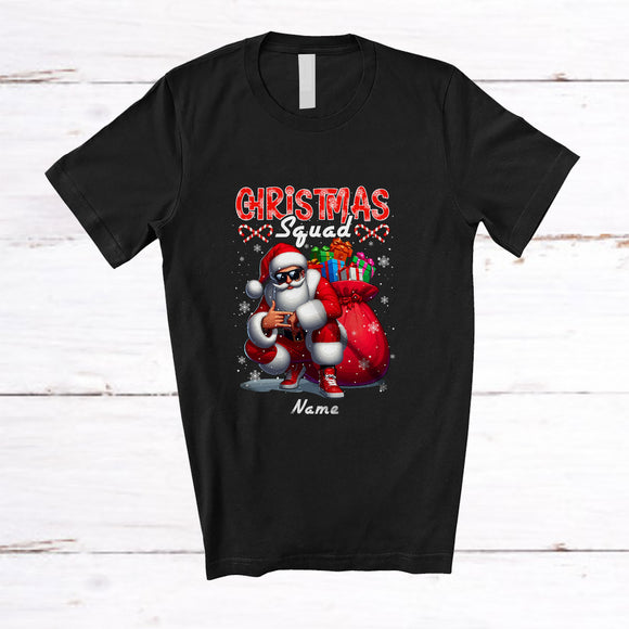 MacnyStore - Personalized Custom Name Christmas Squad; Sarcastic X-mas Santa Lover Snow; Family Group T-Shirt