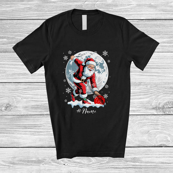 MacnyStore - Personalized Santa Playing Bowling; Amusing Christmas Moon Custom Name Sport Player T-Shirt