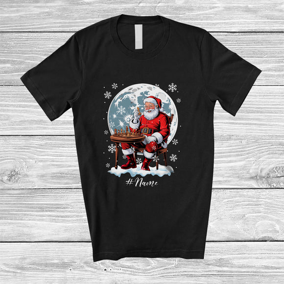 MacnyStore - Personalized Santa Playing Chess; Amusing Christmas Moon Custom Name Sport Player T-Shirt