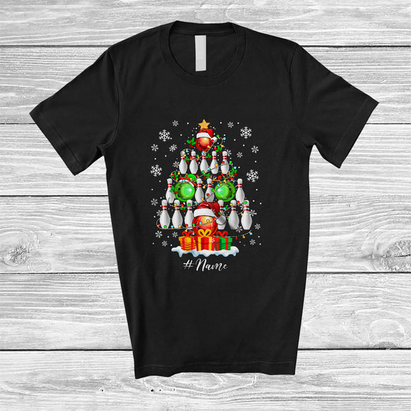 MacnyStore - Personalized Custom Name Bowling Christmas Tree Lights; Awesome X-mas Sport Player Team T-Shirt