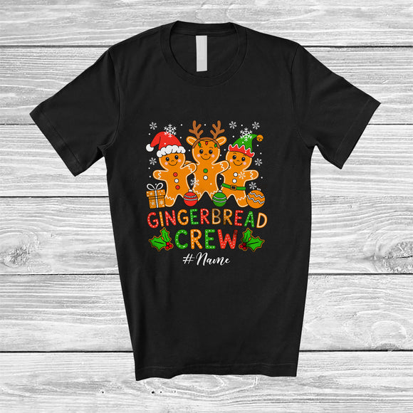 MacnyStore - Personalized Custom Name Gingerbread Crew; Cheerful Christmas Santa Elf Cookies Baker Family T-Shirt