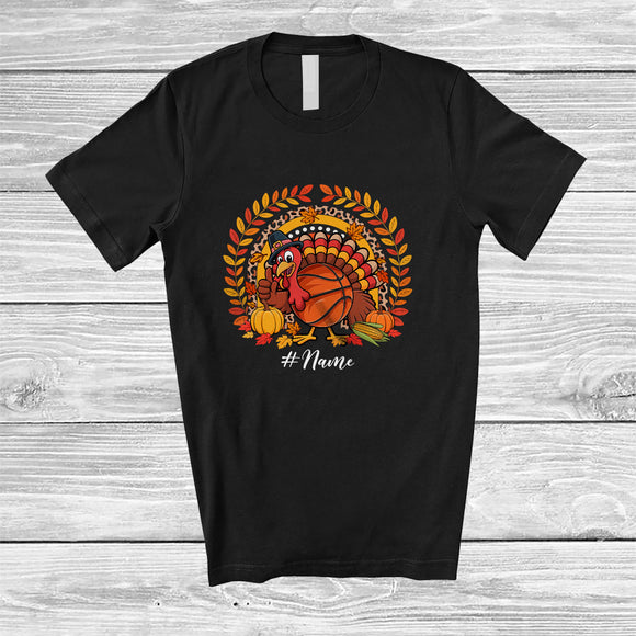 MacnyStore - Personalized Custom Name Basketball Turkey; Amazing Thanksgiving Rainbow; Sport Player Team T-Shirt
