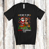 MacnyStore - Personalized Custom Name Nice To The Nurse; Awesome Christmas Reindeer Santa Snow Family T-Shirt