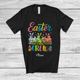 MacnyStore - Personalized Custom Name Easter Crew; Lovely Three Flowers Guinea Pig Bunny Eggs Hunting T-Shirt