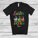 MacnyStore - Personalized Custom Name Easter Squad; Lovely Three Flowers Chicken Bunny Eggs Hunting T-Shirt