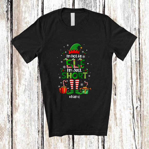 MacnyStore - Personalized Custom Name I'm Not An Elf I'm Just Short; Humorous Christmas Snowing Elf; Family T-Shirt
