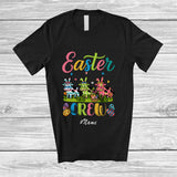 MacnyStore - Personalized Custom Name Easter Crew; Lovely Three Flowers Cow Bunny Eggs Hunting T-Shirt