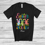 MacnyStore - Personalized Custom Name Easter Squad; Lovely Three Flowers Bunny Eggs Hunting T-Shirt