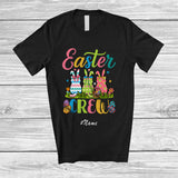 MacnyStore - Personalized Custom Name Easter Crew; Lovely Three Flowers Cat Bunny Eggs Hunting T-Shirt