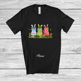 MacnyStore - Personalized Custom Name Three Flowers Cat; Lovely Easter Day Animal Eggs Hunting T-Shirt