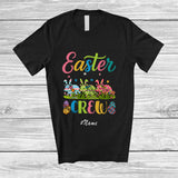 MacnyStore - Personalized Custom Name Easter Crew; Lovely Three Flowers Opossum Bunny Eggs Hunting T-Shirt