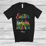 MacnyStore - Personalized Custom Name Easter Squad; Lovely Three Flowers Opossum Bunny Eggs Hunting T-Shirt