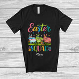 MacnyStore - Personalized Custom Name Easter Squad; Lovely Three Flowers Sheep Bunny Eggs Hunting T-Shirt