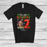 MacnyStore - Personalized Custom Name This Little Reindeer Is 2; Joyful 2nd Birthday Christmas Family Group T-Shirt