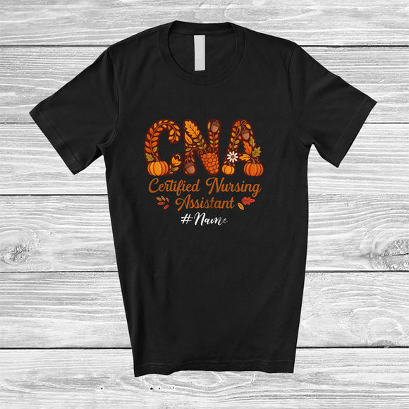 MacnyStore - Personalized Custom Name Certified Nursing Assistant; Happy Thanksgiving Fall CNA Nurse T-Shirt