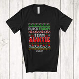 MacnyStore - Personalized Custom Name Black Friday Team Auntie; Joyful Christmas Sweater Shopping Family T-Shirt