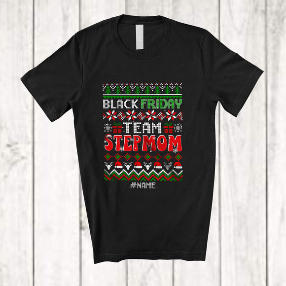 MacnyStore - Personalized Custom Name Black Friday Team Stepmom; Joyful Christmas Sweater Shopping Family T-Shirt